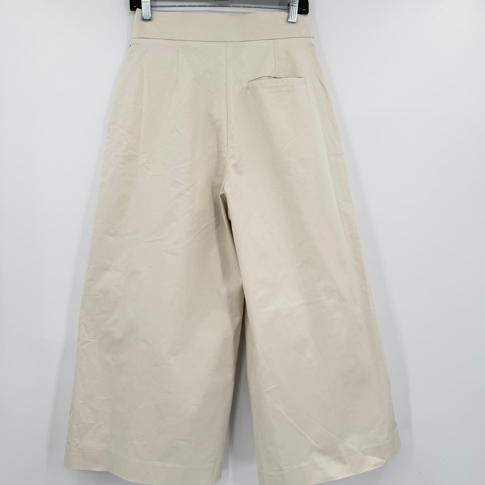 St Roche Cordell Pant Cream Ivory Pleated Wide Leg Culotte Cropped Pants Size 8 - Picture 3 of 8